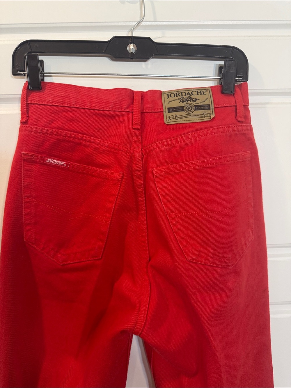 Vintage JORDACHE Rare Red Bare Back Hi Rise Wedgie Western Denim Mom Jeans 9/10 - Picture 2 of 5